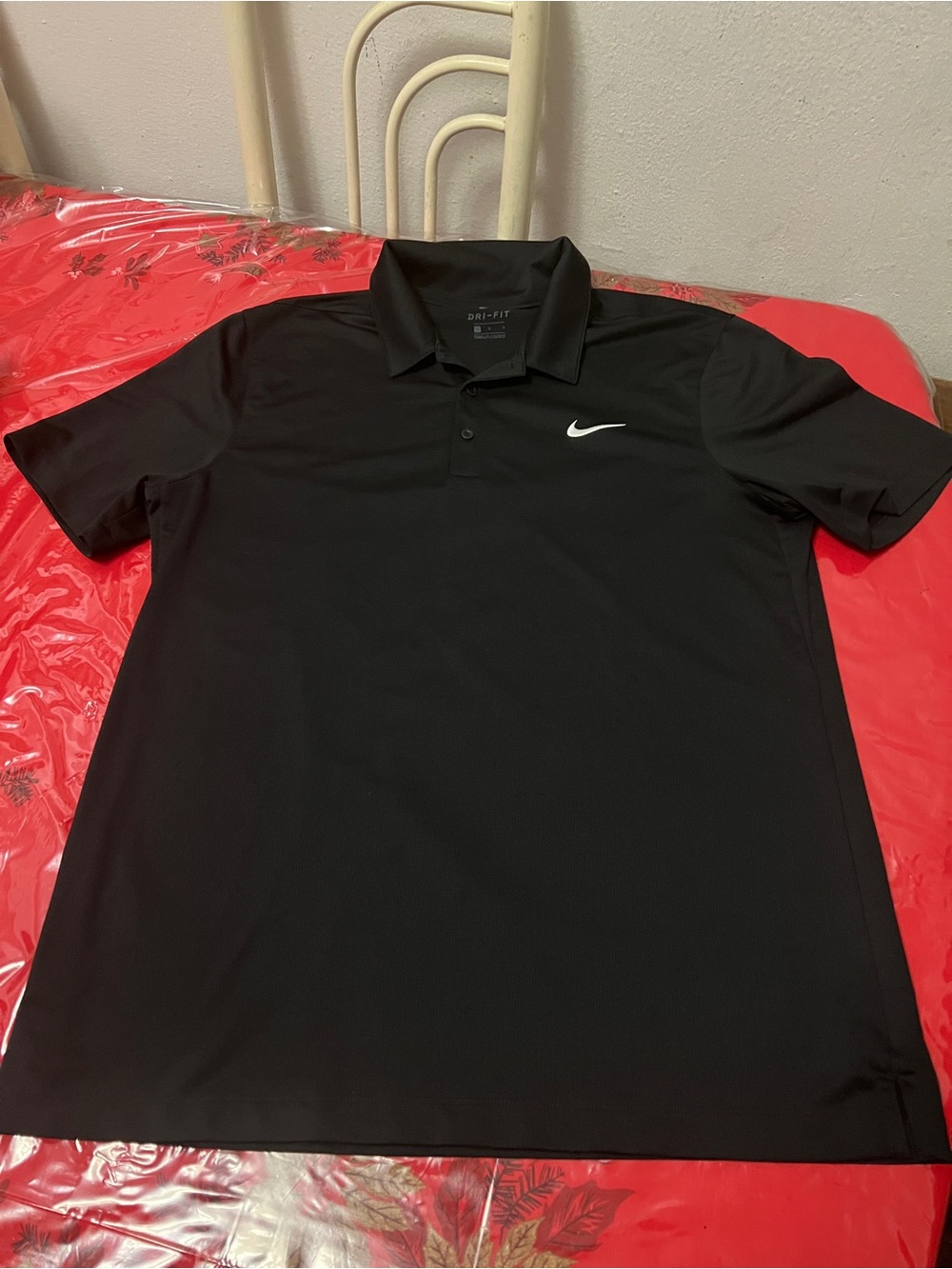 Nike Men's Dri Fit Polo Shirt Size  Large Black w/ white Nike logo